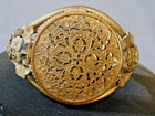 Rare 1930 s Renaissance Revival Gilded Powder Compact Cuff Bracelet  Mirror  Etc