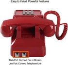 Retro Red Landline Phone Vintage Corded Desk Telephone Large Button