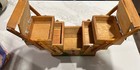 Vtg Mexican Accordion Wood Fold Out Sewing Box Basket Hand Painted Trinkets Folk