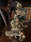 French Style Bronze  Brass Mermaid Fireplace Andirons Chenets 2pc