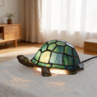 Vintage Blue Turtle Tiffany Style Stained Glass Table Lamp Bedside Night Light