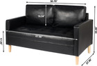 57  Modern Sofa Couch  Black Faux Leather Loveseat For Living Room  Comfy Office