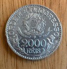 1913 Brazil 2000 Reis Silver Coin Few Scratches  Limited Circulation  Clean