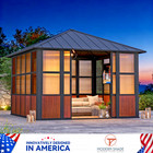 12 x12  Sunroom Hardtop Gazebo With Tv Mount   Sliding Doors  Double Roof House