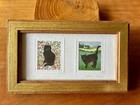 Vintage Sharon Jervis Miniature Framed Cat Prints Signed Set Of 2 Country Cats