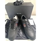  475 Paul Smith Fermi Sneakers Signature Stripe Black Leather Size 6 Shoes New
