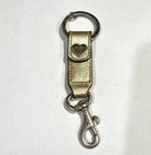 Coach Metallic Leather Heart Logo Trigger Snap Key Fob Keychain Silver Bag Charm