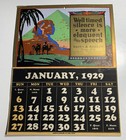1929 Motto Advertising Calendar Brown   Bigelow Sphinx Silhouette Art Deco