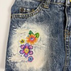 Childrens Place Girls 3t Denim Mini Skirt Floral Embroidered Distressed Blue