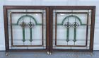 Pair Of Antique 1920 s Chicago Bungalow Style Stained Leaded Glass Windows 34x30