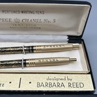 Arpege Chanel No 5 Ballpoint Pen Set Vintage 14kt Gold Perfume Writing Pens