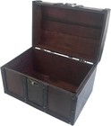 Wood And Leather Treasure Chest Box Decorative Storage Chest Box With Lock  
