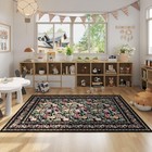 Area Rug 4x6 Rug Washable Vintage Floral Rugs Non Slip Low Pile Small Carpet    