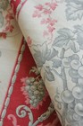 Fabric Antique French Grapes   Flower Striped Design Printed C1880 Linen Cotton 