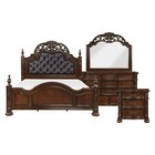 New 4pc Old-world King Queen Poster Bedroom Set Cherry Brown Traditional B d m n
