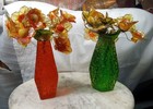 Vtg Colorful Lucite Acrylic Flowers Lucite Base  Mid Century Wondermold 1969