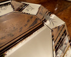 Large Mirror Vanity Dresser Tray Beveled Floral Design 19 x14 1 2 