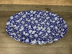 Rare Vintage Victoria Ware Ironstone Heavy Blue Floral Platter 18x12 5   