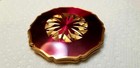 Rare Vintage Stratton England Powder Compact Garnet   Gold Pattern Case Shipfree