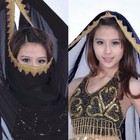 Bollywood Belly Dance Chiffon Veil Head Scarf Shawl Gold Trim Indian Costume