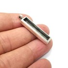 2 Pcs Rectangle Pendant Blank Resin Bezel Silver Epoxy Frame 30x5mm G34393