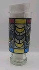 Vintage 70   s Falstaff Beer Glass Stained Glass 16 Oz 6 5 Inches Anchor Hocking