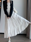 Elegant White Ruffled Long Skirts For Women High Waist A Line Maxi Skirt Woman S