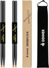      Donner 2 Pair Drum Sticks Maple Wood  5a Drumsticks E-drum With Storage Bag