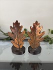 Vintage Pmc Oak Leaf Book Ends Copper Color Cast Metal Philidelphia Mfg Co Mcm