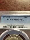 1953 Franklin Silver Half Dollar  Pcgs Ms65fbl    Inv11    G54ej
