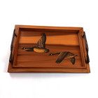  unique Vtg Duck Goose Embossed Wood Hunting Tray Sign Rifle Handles Cabin Decor
