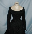 Elegant Antique Ball Gown Dress  Victorian 1890 Black Textured Silk