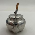 Vtg Mcm Aluminum Teapot Wicker Wrapped Handle W  Knob Accent 50 s Japan Small