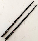 3 Sets Japanese Vintage Black Lacquer Abalone Inlay Chopsticks 9 mother Of Pearl