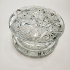 Vintage Art Deco Bohemian Lead Cut Crystal Vanity Powder Jar Dresser Trinket Box