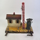 Vintage German Tinplate Station House With Wind Up Warning Bell