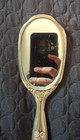 Vintage Ornate Hand Mirror Silver Tone Vanity Mirror Floral Baroque Style