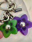Nwt Coach Cr924 Bag Charm Key Chain Silver Multi Wildflower Cluster
