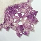 White Linen Bridesmaid Lace Handkerchief Purple Wedding Vtg Cottage Core Granny 