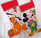Disney Mickey   Pluto Felt Christmas Stockings 2 Newly Sewn Vintage Paragon Kits