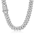 Men s White Gold Plated Iced Cz Stainless Steel Miami Cuban Link Bracelet chain