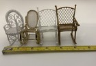 Vintage Miniature Dollhouse Furniture 4 Metal Chairs