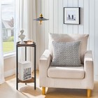  Small Round Side Table  Coffee Drink Table For Sofa Couch Rustic Brown   Black