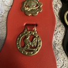 Vintage   Antique Brass Horse Medallions On Leather Straps Lot