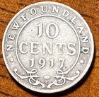 1917-c Newfoundland 10 Cents  925 Fine Silver Low Mintage Coin