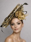 Ascot Fascinator Kentucky Derby Gold Leaf Silver  Black  Headband