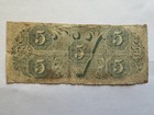 1863  5 Five Dollar Confederate States Of America Note Civil War Era Currency