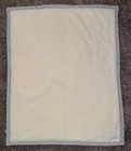 Chick Pea Baby Blanket White Grey Ribbed Edge Trim Plush Security Lovey Sherpa