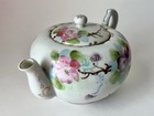 Vintage Japanese Teapot White Hand Painted Flowers