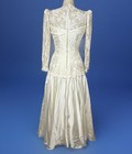 Vtg Wedding Dress Gown 12 Bridal Originals Lace Satin Pearls 80s Cream Petticoat